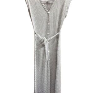 Caution To The Wind Gray and White Striped Maxi Dress